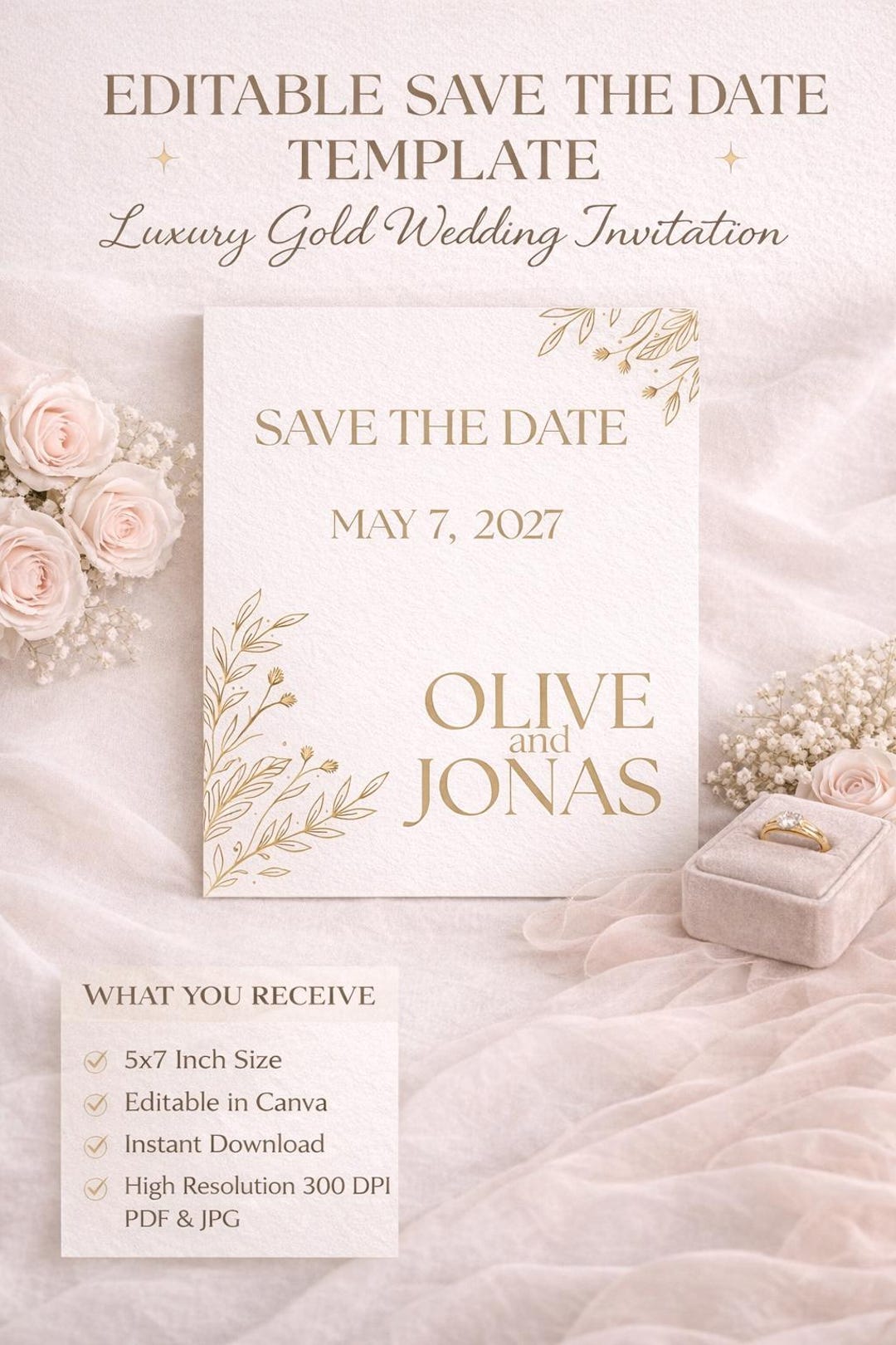 Editable Minimalist Wedding Save the Date Template (5x7 Inch) (digital ...
