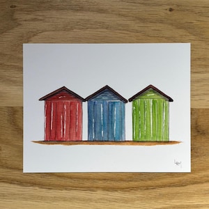 Carte aquarelle cabanes format carte postale impression de créations originales