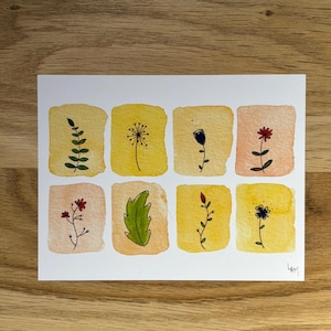 Carte aquarelle fleurie format carte postale impression de créations originales