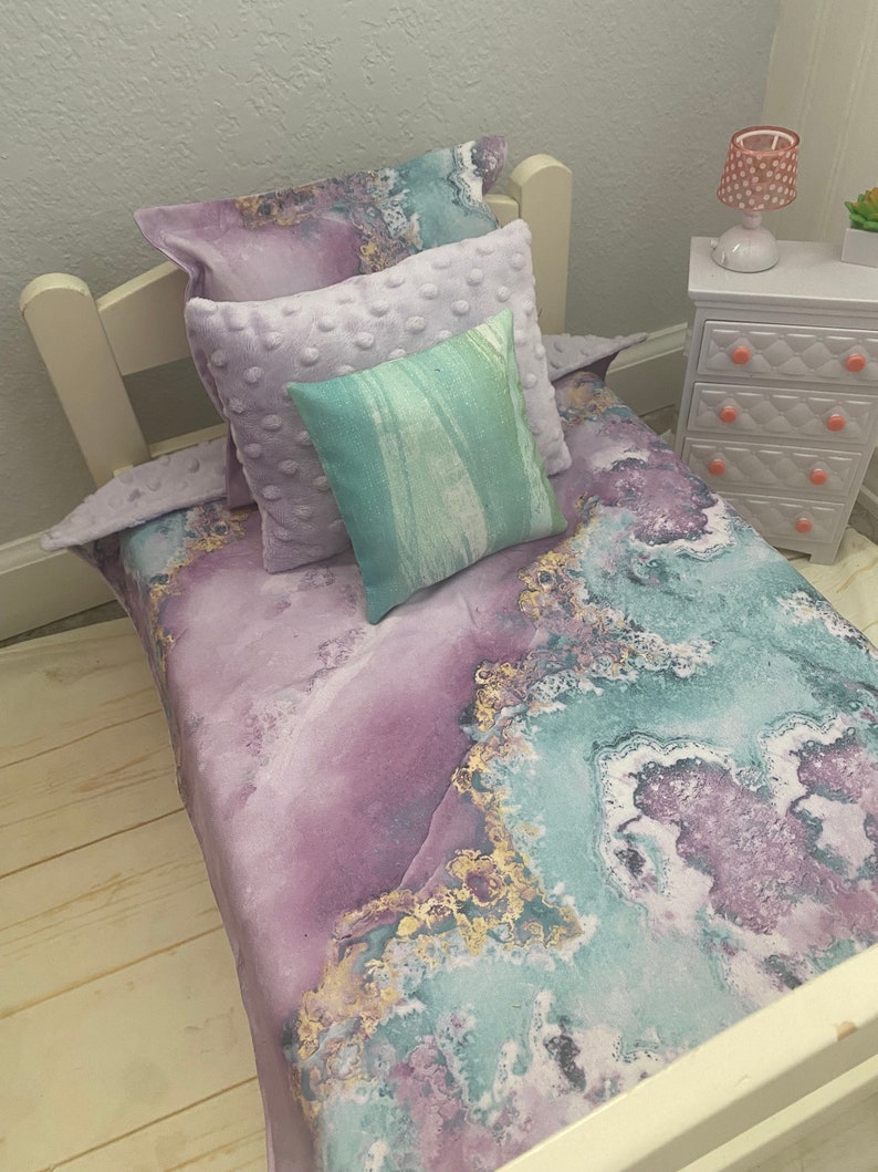 Geodes Rock Print 18 inch Doll Bedding Set/4 image 1