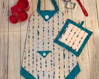 Arrows theme Girl Apron Set , 7-8 years