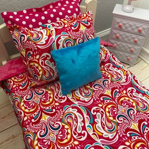 18&quot; inch Doll Bedding Set/4 Pink Swirl