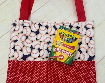 Baseball Crayon Art Tote Bag: Kids Activity Organizer