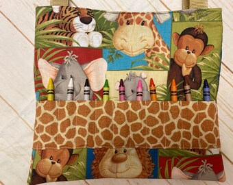 Jungle Safari Crayon Art Tote Bag: Kids Activity Organizer
