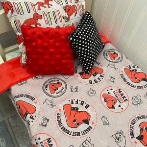 Dogs Red 18&quot; inch Doll Bedding Set/ 4 pieces