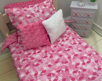 Flamingo 18"-inch Doll Bedding Set/ 5 pieces