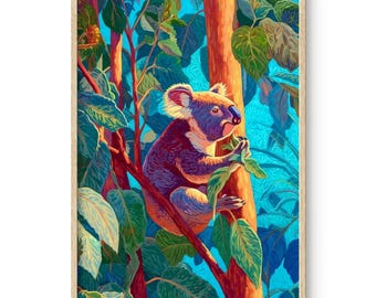Colorful Koala Art Print: Australian Wildlife Decor, Tropical Wall Art (Digital Download)