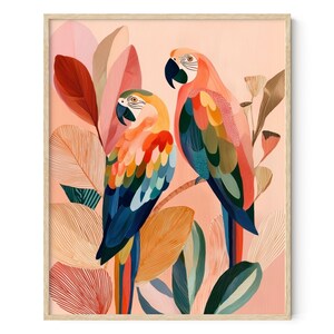Colorful Macaw Parrot Print: Tropical Boho Wall Art (Digital Download)