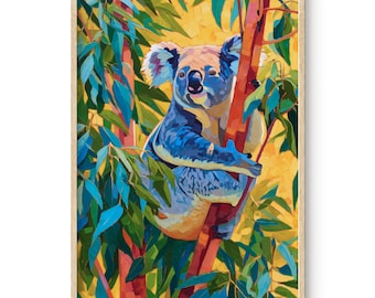 Colorful Koala Art Print: Australian Animal, Tropical Wildlife Decor (Digital Download)