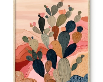 Prickly Pear Giclée Art Print: Whimsical Southwestern Cactus Illustration