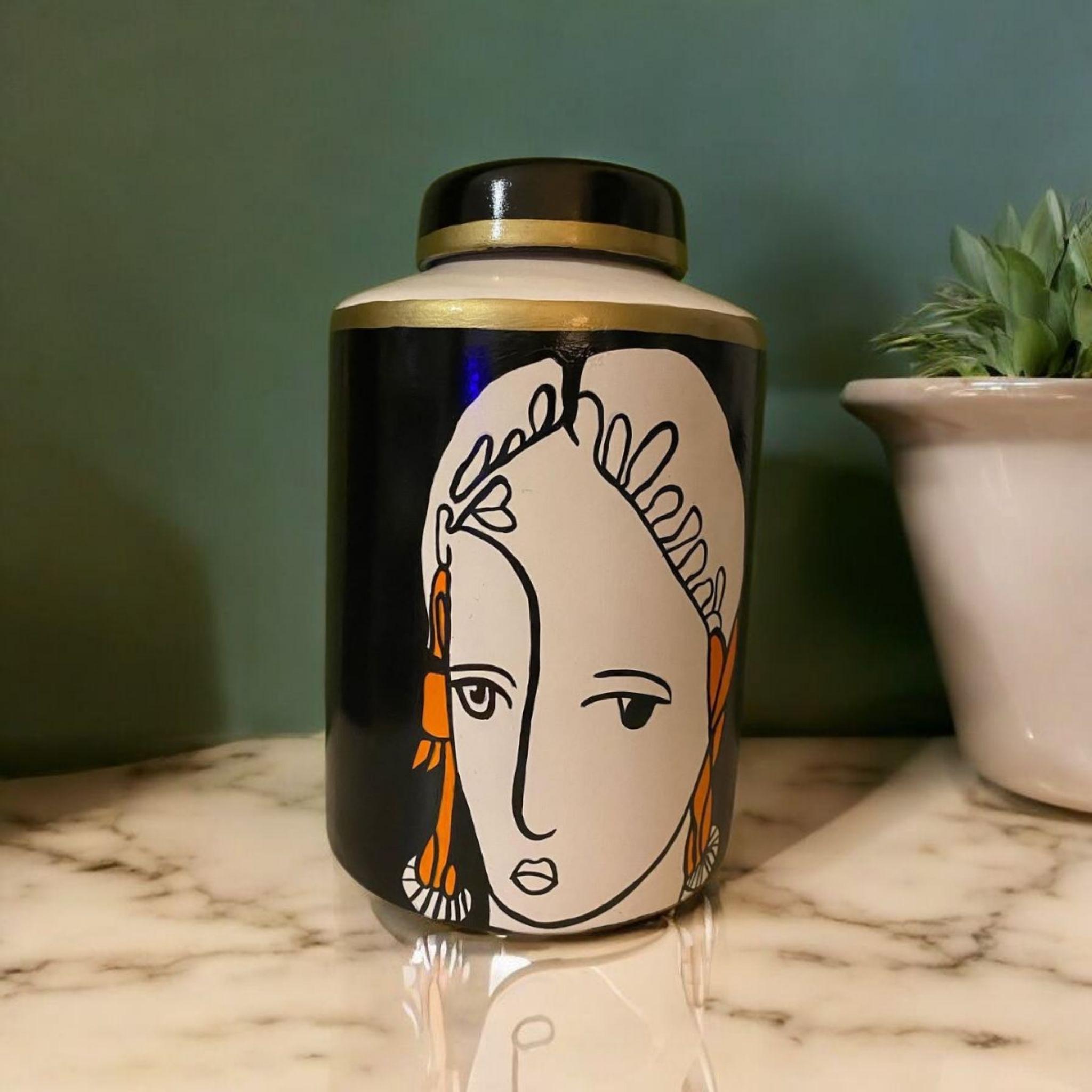 モダンな黒い円筒形花瓶 商品】ヴィンテージ 黒色陶器製円筒形花瓶