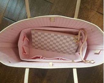 Purse Organizer Neverfull MM. Shaper .Barely Pink..Good match LV Rose Ballerine Made in USA .. Relaxed 11.5x5.5x6 or Snug 12x6x6