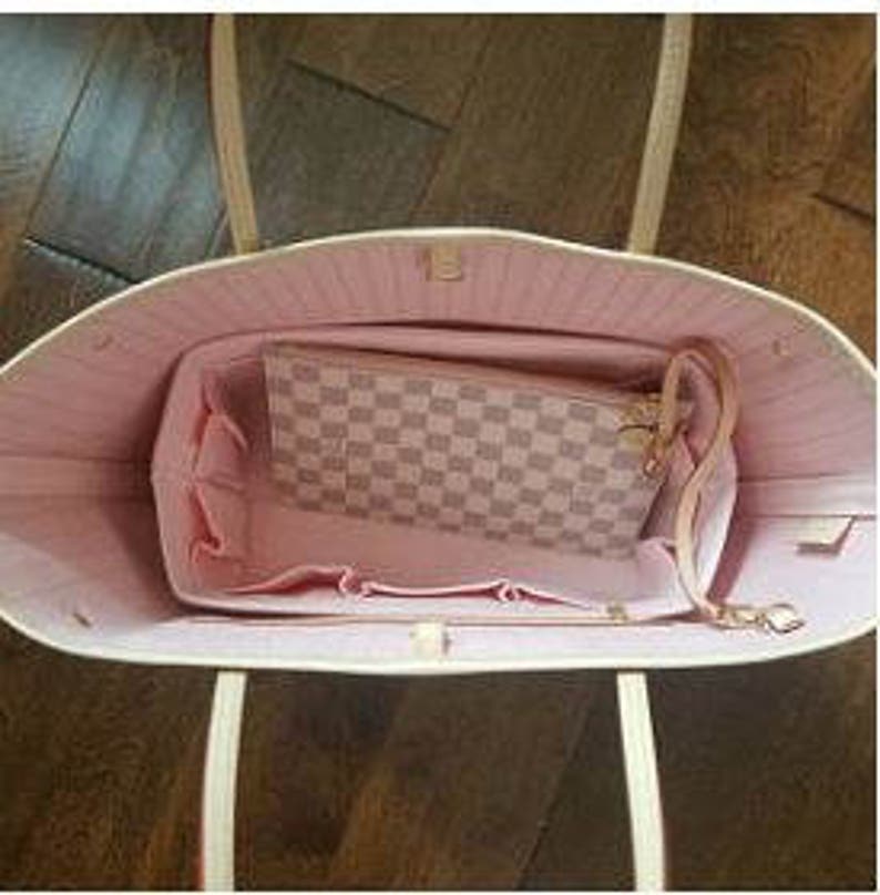 Purse Organizer Neverfull MM. Shaper .Barely Pink..Good match LV Rose Ballerine Made in USA .. Relaxed 11.5x5.5x6 or Snug 12x6x6