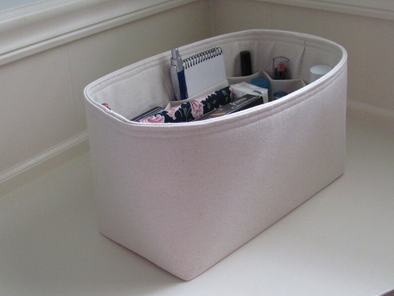 MEDIUM Natural Canvas 4 to 5 Width/Depth ..Purse ORGANIZER Insert Purse Shaper . .Strong/Durable No Sag image 5