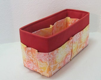 Ready2Go |12x5x6 (Medium) Original |Rust with floral Inside and Outside Pockets|.Purse ORGANIZER |Strong}Durable - #12B