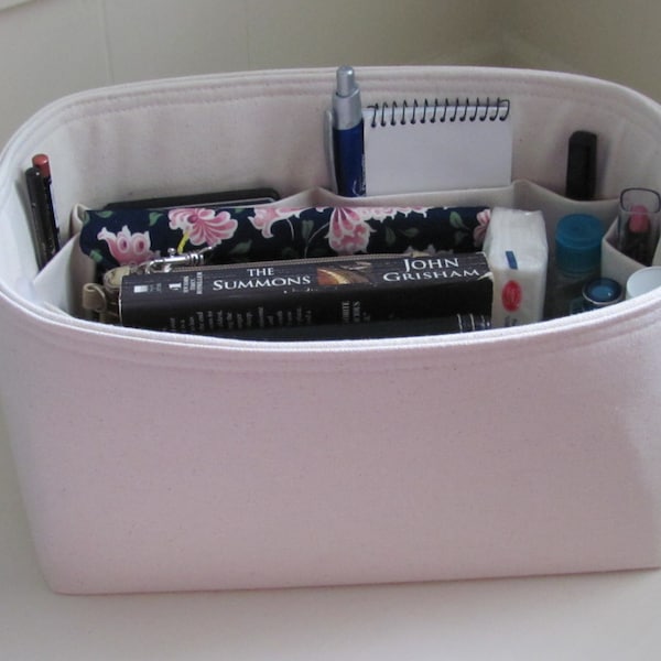 MEDIUM Natural Canvas (4" to 5" Width/Depth)  ..Purse ORGANIZER Insert Purse Shaper . .Strong/Durable -No Sag