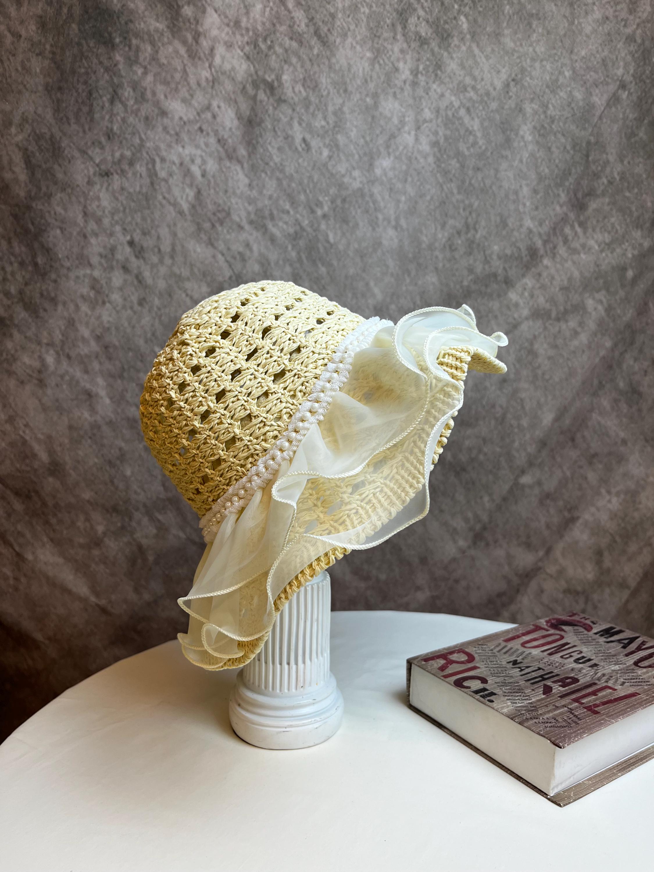 D&Y Boho Wide Brim Straw Sun Hat with White Lace Crown | Cottagecore Boutique D&Y Straw One Size Hats for Women for sale | eBay main image 3