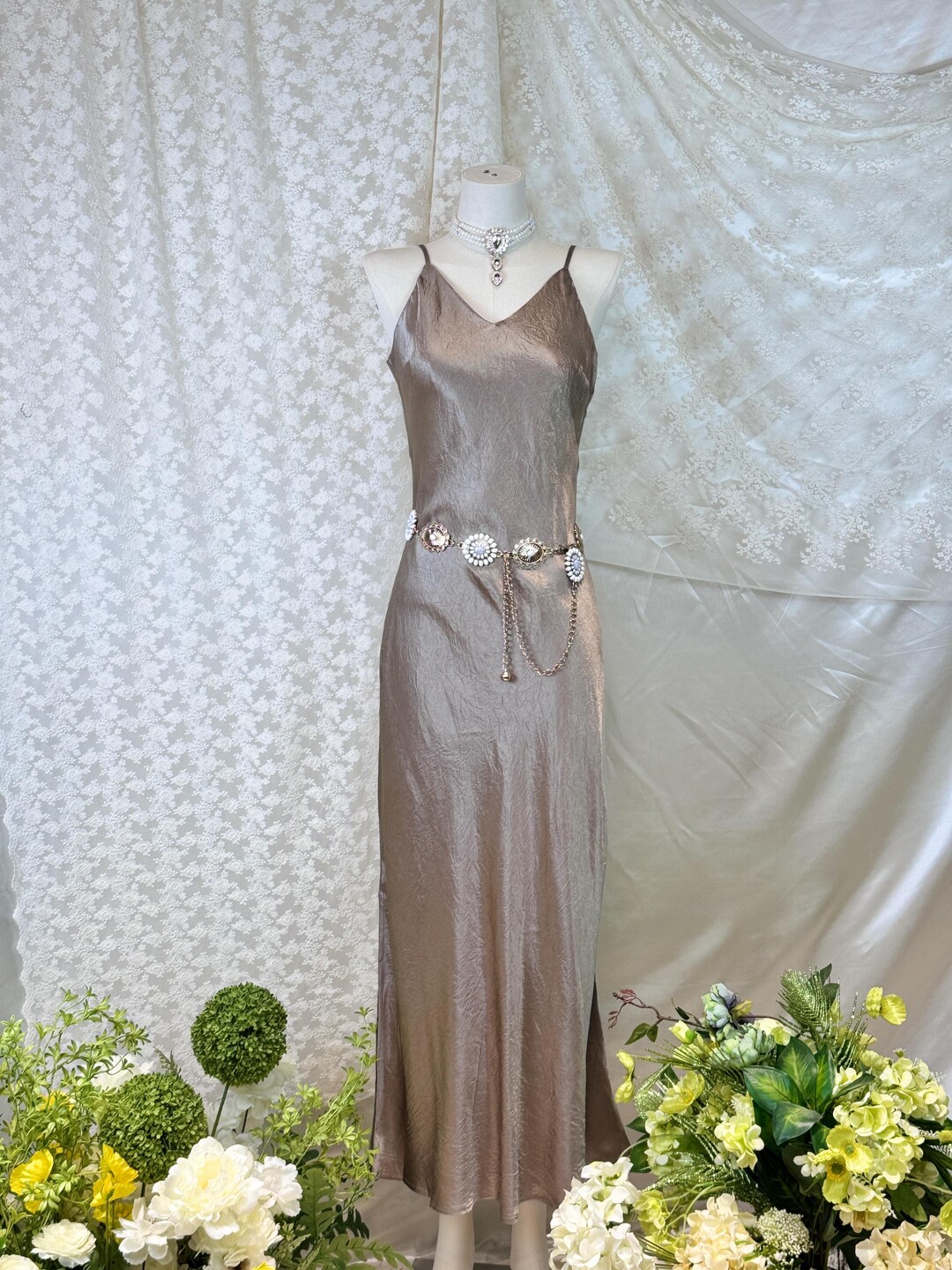 maxi dress sale Buy White - Kathryn Maxi Dress Upcycled Handmade Denim Patchwork Web Collection: AW Florals Color:Mint green