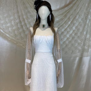 Polka Dot Tulle Dress, Off-Shoulder Puff Sleeve Dress, Boho Wedding Gown, Ethereal Travel Dress, Layered Sheer Bustier Dress
