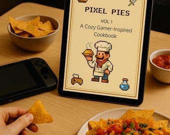 Pixel Pies Vol. 1 – Libro de cocina digital inspirado en videojuegos / Recetas acogedoras para frikis en PDF / Regalo para gamers