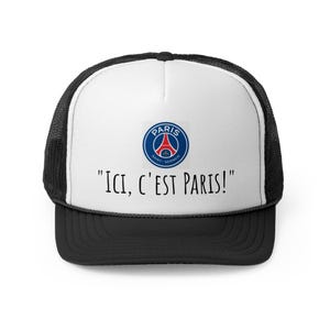 パリ トラッカーキャップ、ICI C'EST PARIS! スナップバックハット、スポーツファンへのギフト、カジュアルファッションアクセサリー、旅行のお土産、夏用帽子