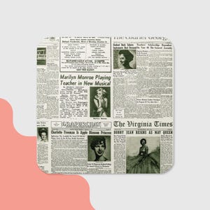 Sottobicchiere con foto originale. Sottobicchiere con retro in sughero. Giornale d'epoca. Stampa retrò. Regalo unico per gli amanti della storia.