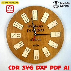 Domino-inspirierte Uhr SVG für Laserschneiden | Spaß DIY Projekt | Einzigartiger Domino-Stil | Laserschnitt Vorlage, Sofort Download, Moderne Uhr