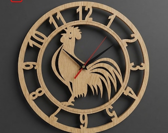 Rooster Wall Clock Laser Cut Files | Farmhouse CNC Vector (Digital Download)