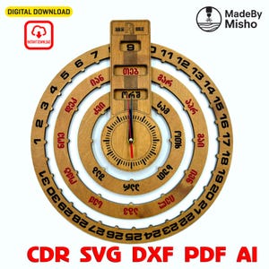 Zegar z wiecznym kalendarzem ciętym laserowo SVG: nowoczesna sztuka ścienna DIY (do pobrania w wersji cyfrowej)