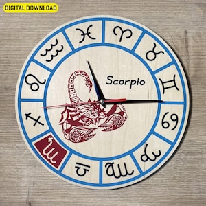 Scorpio Zodiac Wall Clock Laser Cut File: Astrology Template (Digital Download)