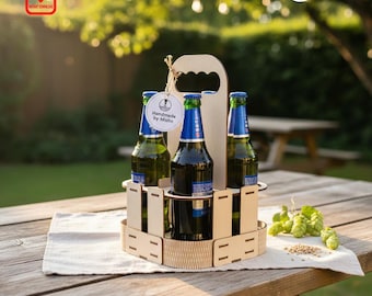 Laser Cut Bier Flasche Halter Vorlage: DIY Geschenk Box (Digitaler Download)