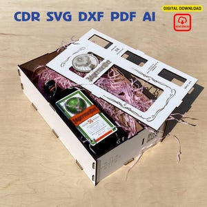 Customizable Wooden Whiskey Gift Box File: Perfect Present for Friends | Editable AI Design | DIY Whiskey Lover&#39;s Gift Set Whiskey Gift Box