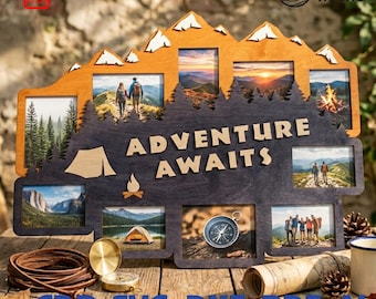 Mountain Adventure Photo Frame SVG: Laser Cut Wall Art (Digital Download)