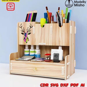 DIY Desk Organizer Laser Cut File: Stylish Office Storage (Digital Download)