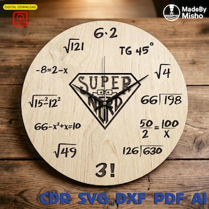 Math Equation Clock Laser Cut Files | STEM Teacher Gift (Digital Download)