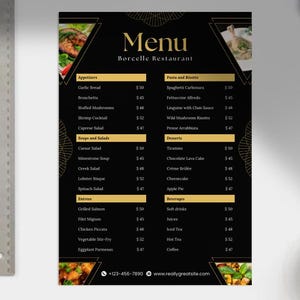 Professional & Modern restaurant menu - fully customisable
