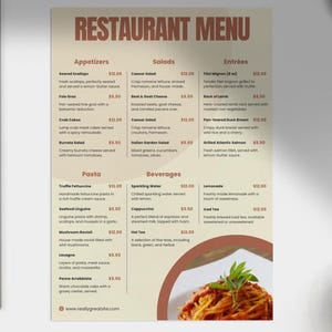 Menú de restaurante profesional y moderno: totalmente personalizable