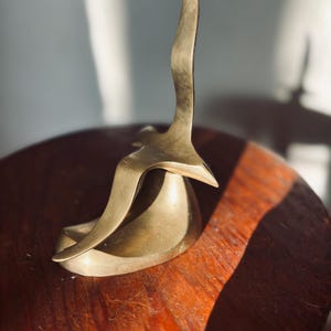 Vintage Brass Bird Sculpture | Mid-Century Modern Minimalist Statue | Solid Brass Figurine | Abstract Art Decor