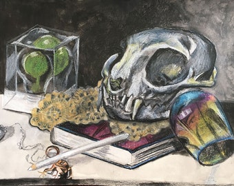 Still Life With Skull and Prismacolor - Deanna Larmeu - Artistry To Alchemy