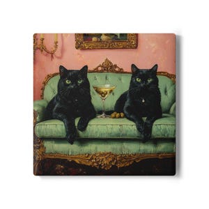Schwarze Katze Keramik Untersetzer: Lustiges Geschenk für Katzenliebhaber