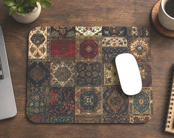 Vintage Persian Patchwork Mouse Pad | Rectangle, Bohemian Desk Mat