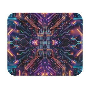 Futuristic Gaming Mouse Pad, Cyberpunk Desk Decor, Tech Accessories, Computer Mouse Mat, Gift for Gamer, Office Workspace