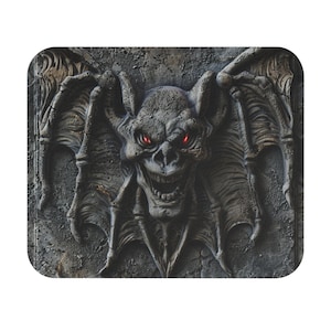 Gothic Fantasy Mouse Pad, Spooky Desk Accessory, Halloween Gift, Dark Aesthetic Office Decor, Bat Wing Design, Unique Gaming Mouse Pad