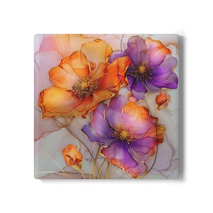Floral Ceramic Coaster, Elegant Drink Coaster, Flower Decor, Home Decor Gift, Dining Table Accessories, Cute Desk Decor Coaster