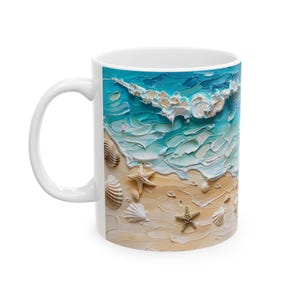 Ocean Waves Ceramic Coffee Mug: Beach Scene, Coastal Decor