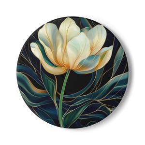 Elegant Floral Ceramic Coaster, Home Decor for Coffee Lovers, Gift for Mom, Vintage Style Coaster, Perfect for Housewarming, Cute Desk Decor