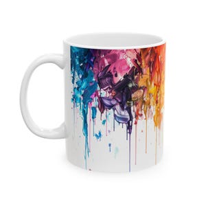 Abstract Art Coffee Mug: Colorful Brushstroke Design, Gift for Artists