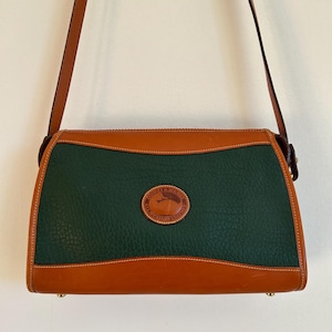 Vintage Dooney & Bourke Green and Tan Leather Crossbody Bag - Etsy