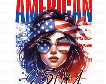 America 250th Anniversary PNG, American Woman Graphic (Digital Download)