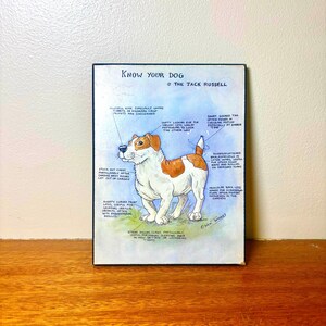 Vintage Jack Russel Art Dog Lover Gift Unique Home Decor Pet Owner Gift Small Gift Cartoon Pet Portrait Pet Humor